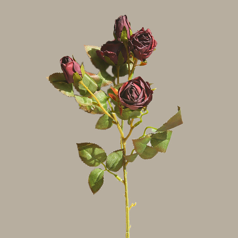 40 cm Künstliche Seidenrosen | Vintage Burnt-Edge Rosen | 5 Blüten pro Stiel | Hochzeits- & Herbstdeko | 6 Farben