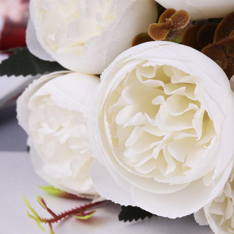 Kohlrosenbusch 25cm, 6 realistische Seidenrosen, Kunstblumen-Strauß für Deko, Hochzeit & Vase, Mengenrabatt für Gewerbe
