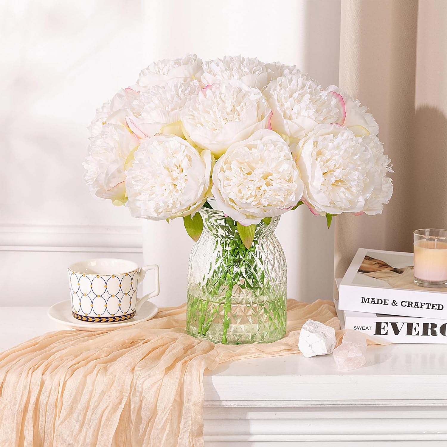 Künstliche Päonien Sträuße 30 cm, 5 Stiele – Seidenblumen für Hochzeit, Event & Tischdeko