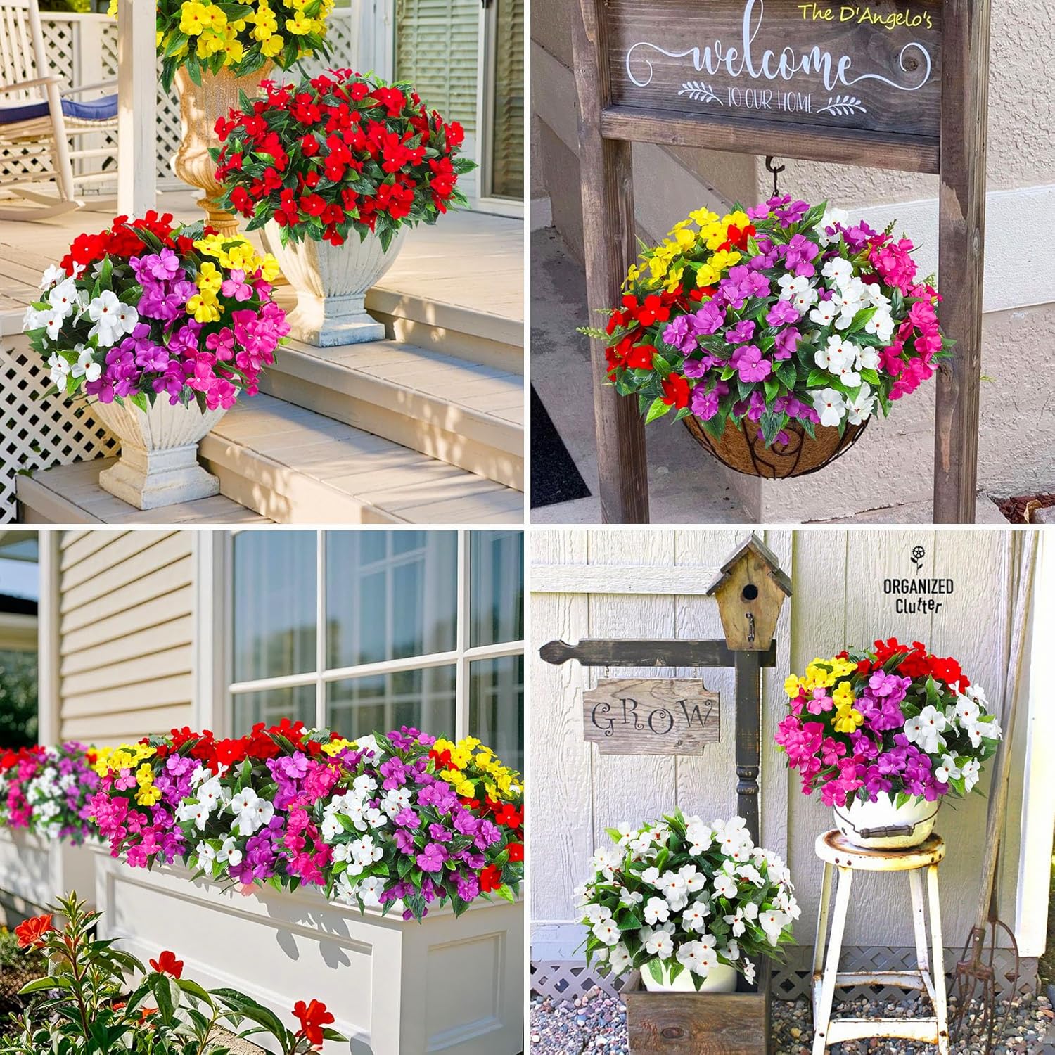 Fleißiges Lieschen Kunstblumen UV-beständig | 10er Set | ca. 40 cm | Wetterfeste Deko für Balkon & Garten