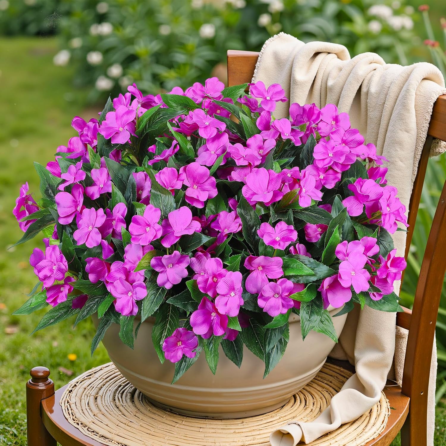 Fleißiges Lieschen Kunstblumen UV-beständig | 10er Set | ca. 40 cm | Wetterfeste Deko für Balkon & Garten