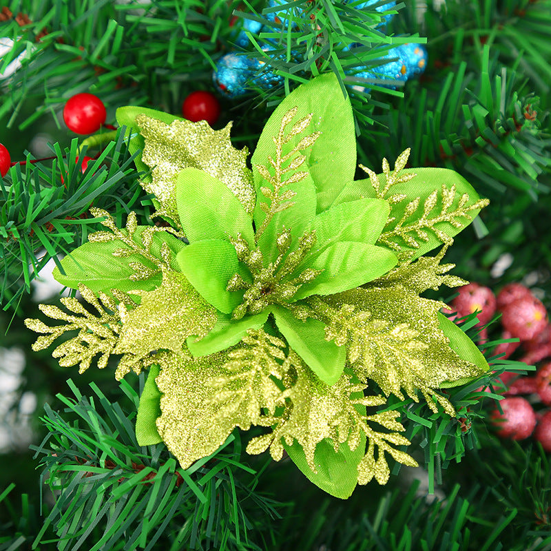 Künstliche Weihnachtssternblüte 15 cm, Seidenblume, Glitzer, Einzeln, für Weihnachtsdekoration, Hochzeiten, Events, 1 Stück