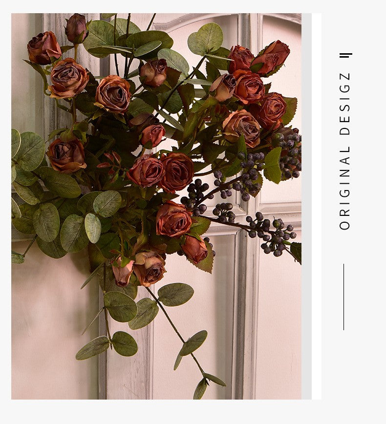 40 cm Künstliche Seidenrosen | Vintage Burnt-Edge Rosen | 5 Blüten pro Stiel | Hochzeits- & Herbstdeko | 6 Farben