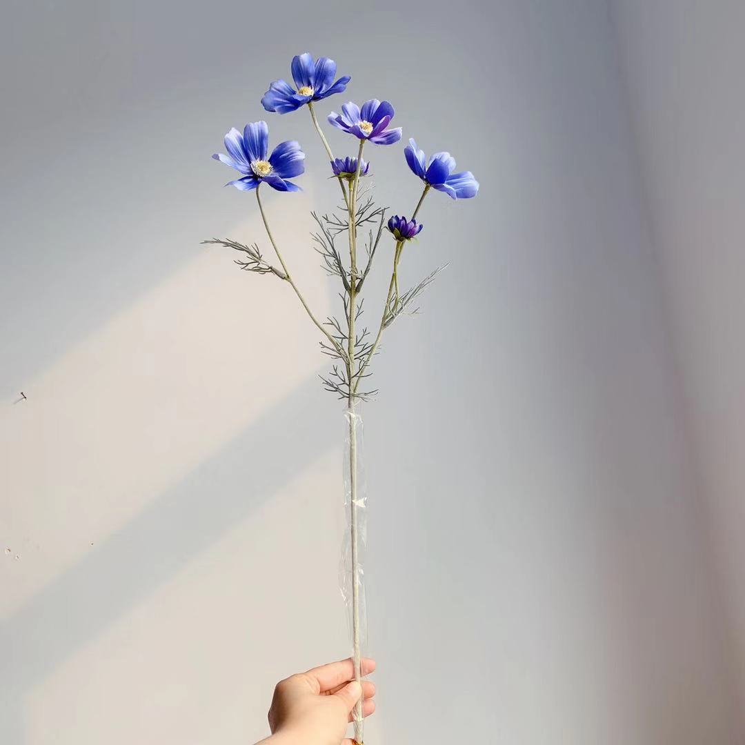 Gänseblümchen Stiel 60 cm, Künstlicher Kosmee Zweig aus Seide, Täuschend echte Kunstblume für Vase, Hochzeit, Gastronomie & Deko