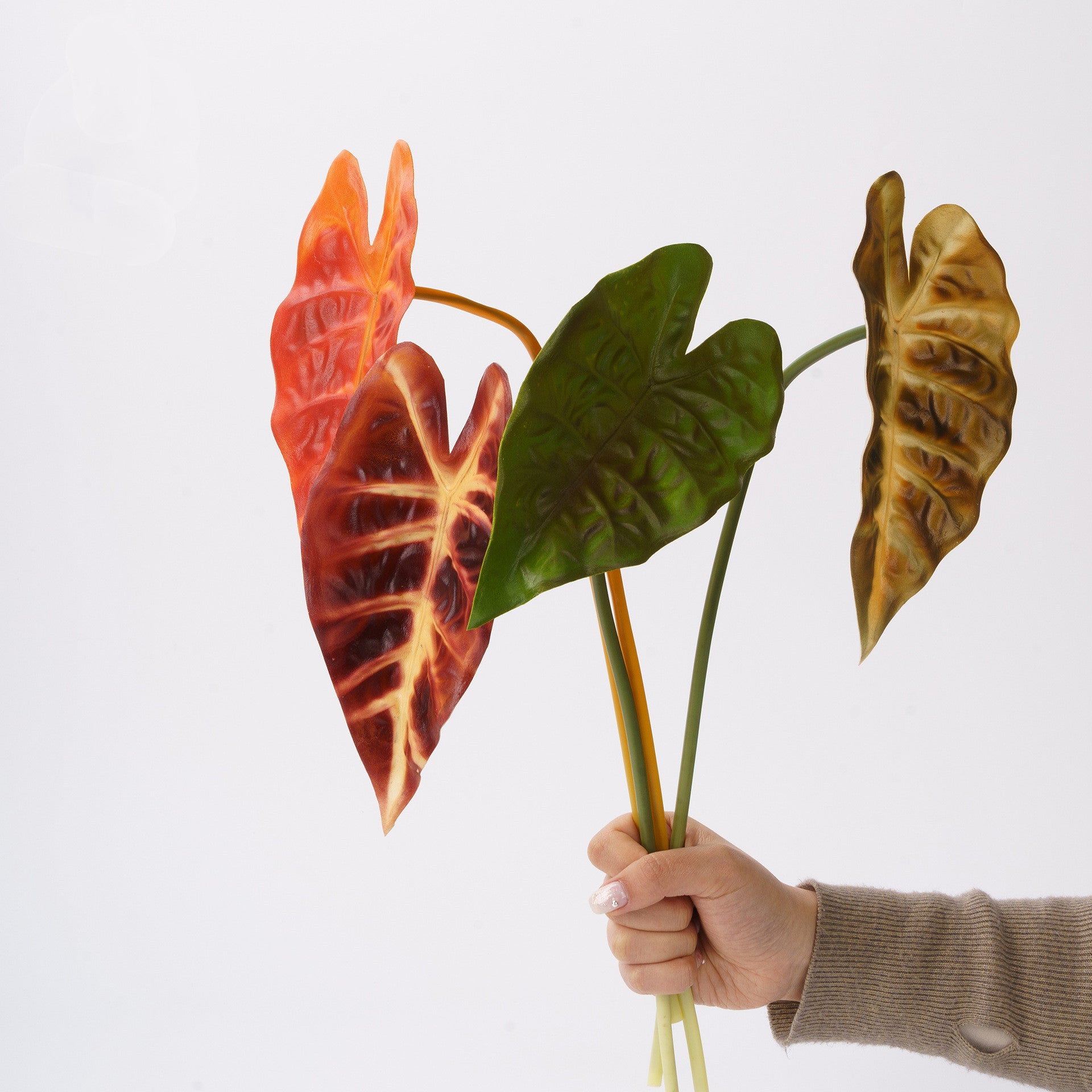 8 STK Künstliche Blätter Groß Künstlicher Aronstab 40 cm Lang Kunstzweige mit Blätter Kunstlaub Deko Blätter Grün Tropische Kunstblätter für Wohnzimmer Schlafzimmer Küche Büro Hotel Vase Deko