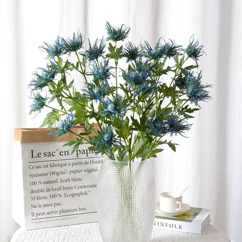 66 cm künstliche Eryngium-Blüten Rustikale Dekoration für Wohnzimmer & Garten
