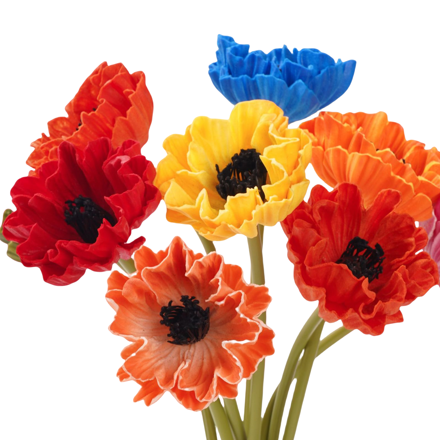 12 Stück 34 cm lange künstliche Mohnblumenstängel aus PU – mit echthaftem Touch