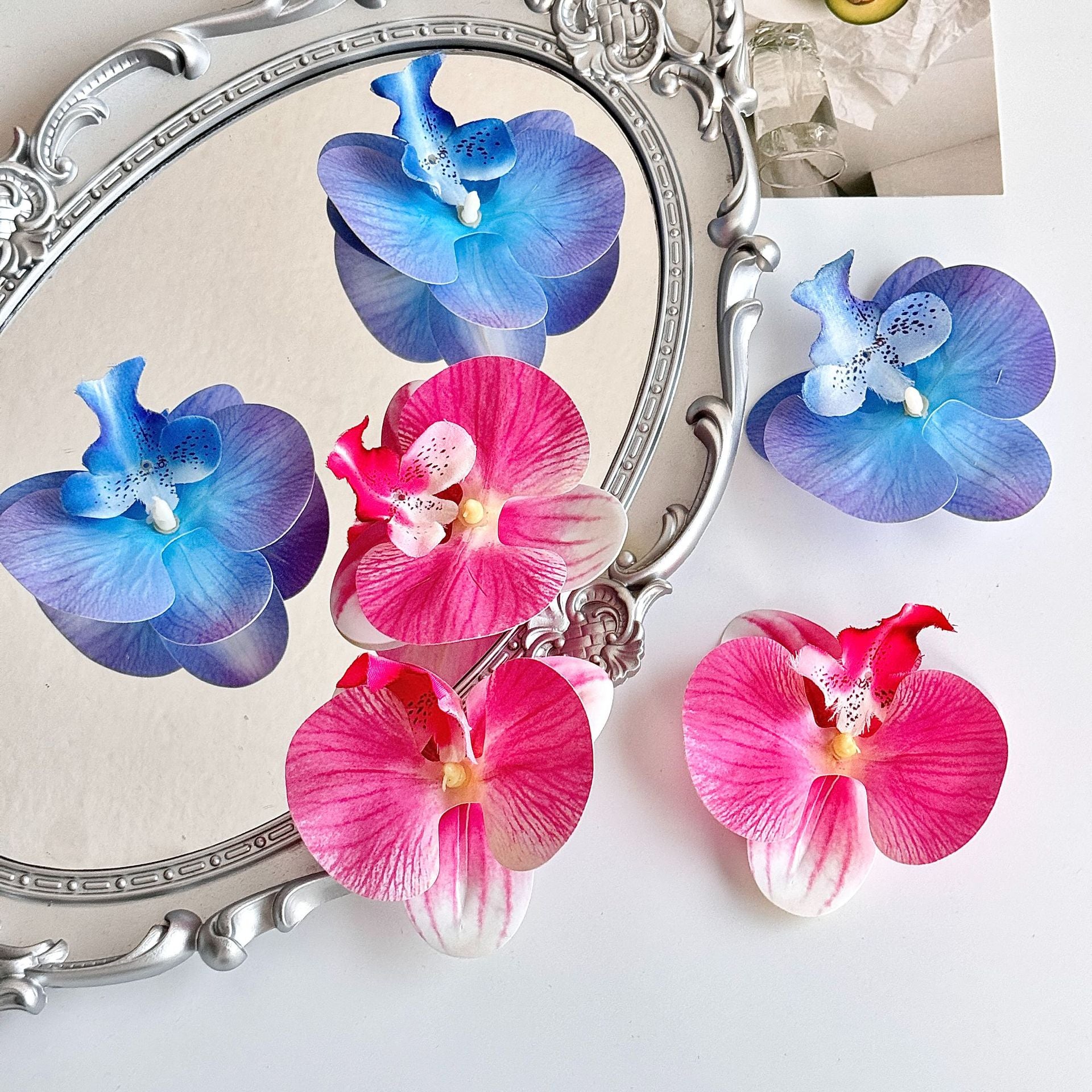 24 Stücke Orchideen-Dekorationen | Real Touch PU Künstliche Blumen | Orchideenköpfe & Künstliche Phalaenopsis-Blumenköpfe für DIY-Kunsthandwerk, Heim- und Hochzeitsdekoration