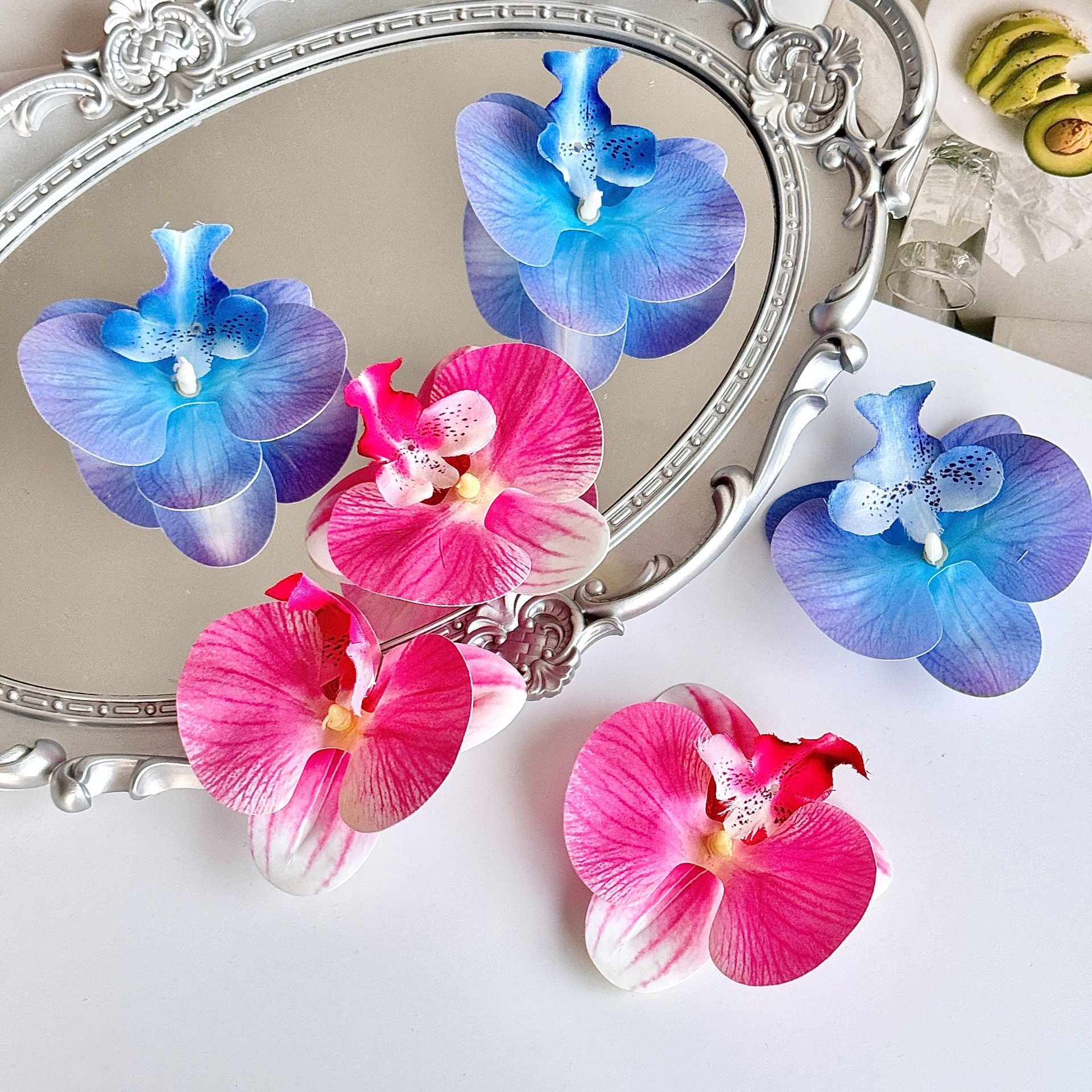 24 Stücke Orchideen-Dekorationen | Real Touch PU Künstliche Blumen | Orchideenköpfe & Künstliche Phalaenopsis-Blumenköpfe für DIY-Kunsthandwerk, Heim- und Hochzeitsdekoration