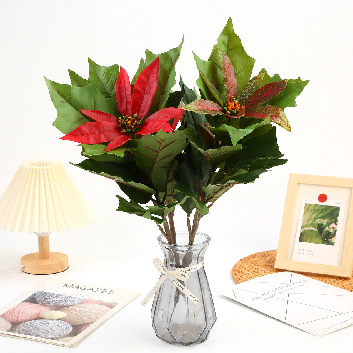 50 cm künstliche Poinsettie-Stiele mit realistischem Griffgefühl