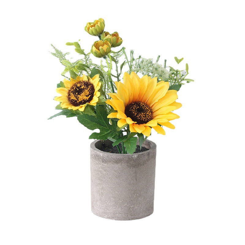 25 cm künstliche Sonnenblumen im Topf – Gelbe Kunstblumen für Heim, Badezimmer, Küche