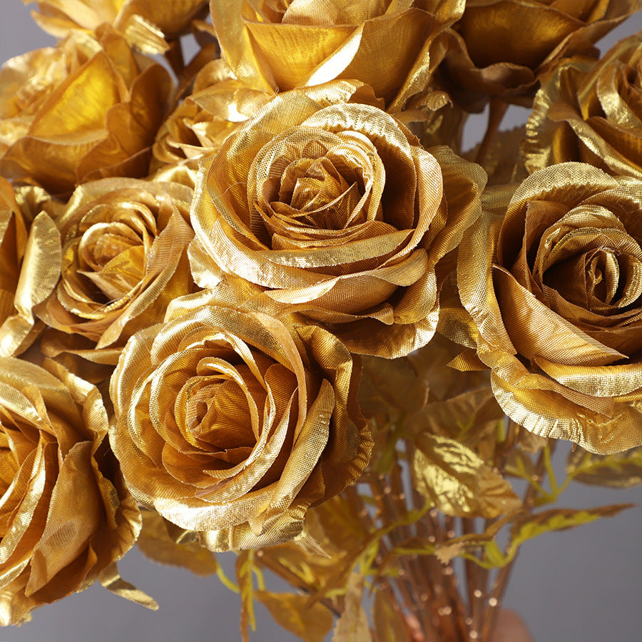 50 cm künstliche goldene Rosen für Hochzeitsdekoration, Feierlichkeiten & Feste, Hausdekoration sowie Geschäftsräume