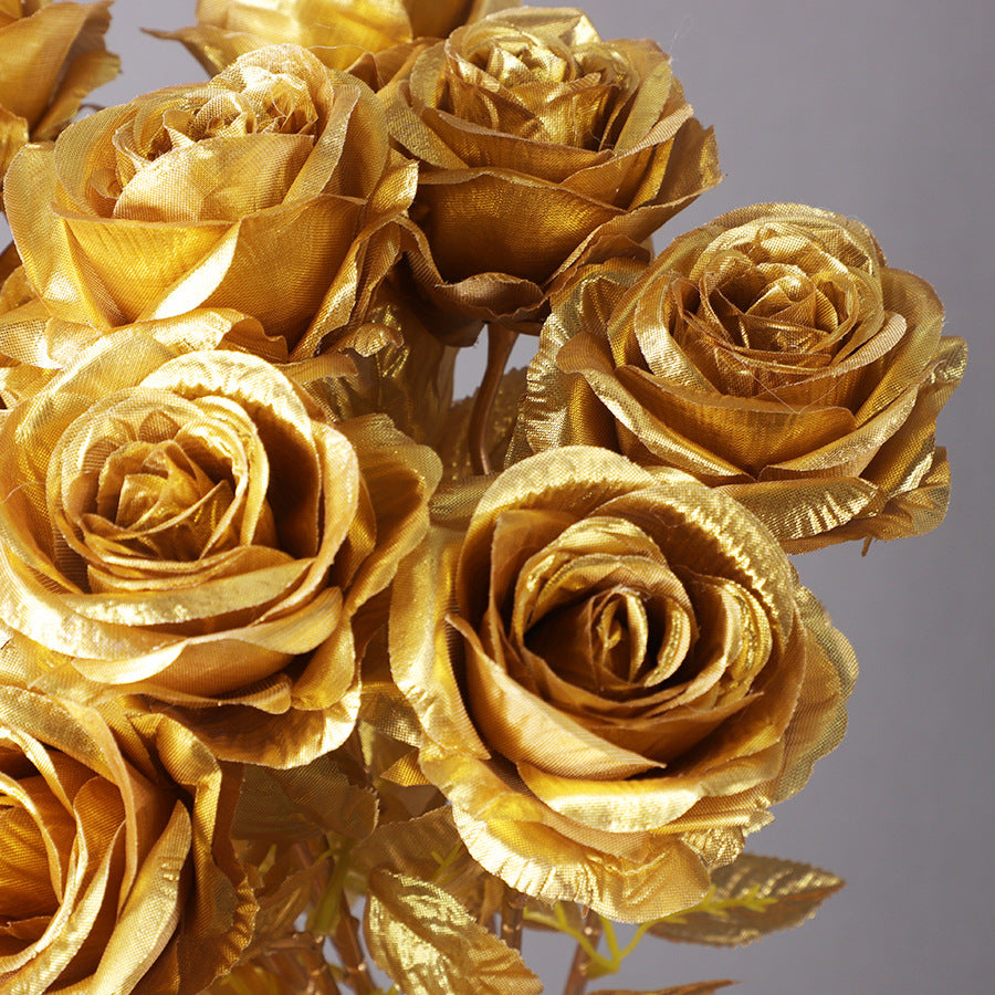 50 cm künstliche goldene Rosen für Hochzeitsdekoration, Feierlichkeiten & Feste, Hausdekoration sowie Geschäftsräume