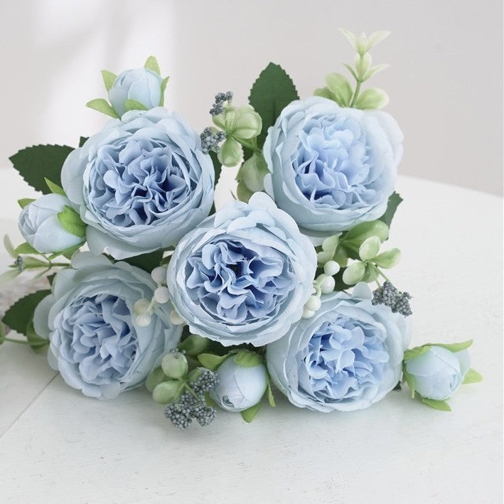 Großhandel 4 Bündel Pfingstrose Künstliche Blumen Blaugrün Blumen Seidenpfingstrosen Blumensträuße für Hochzeit Partei Tischaufsätze Blumenarrangement Heim Küche Dekor