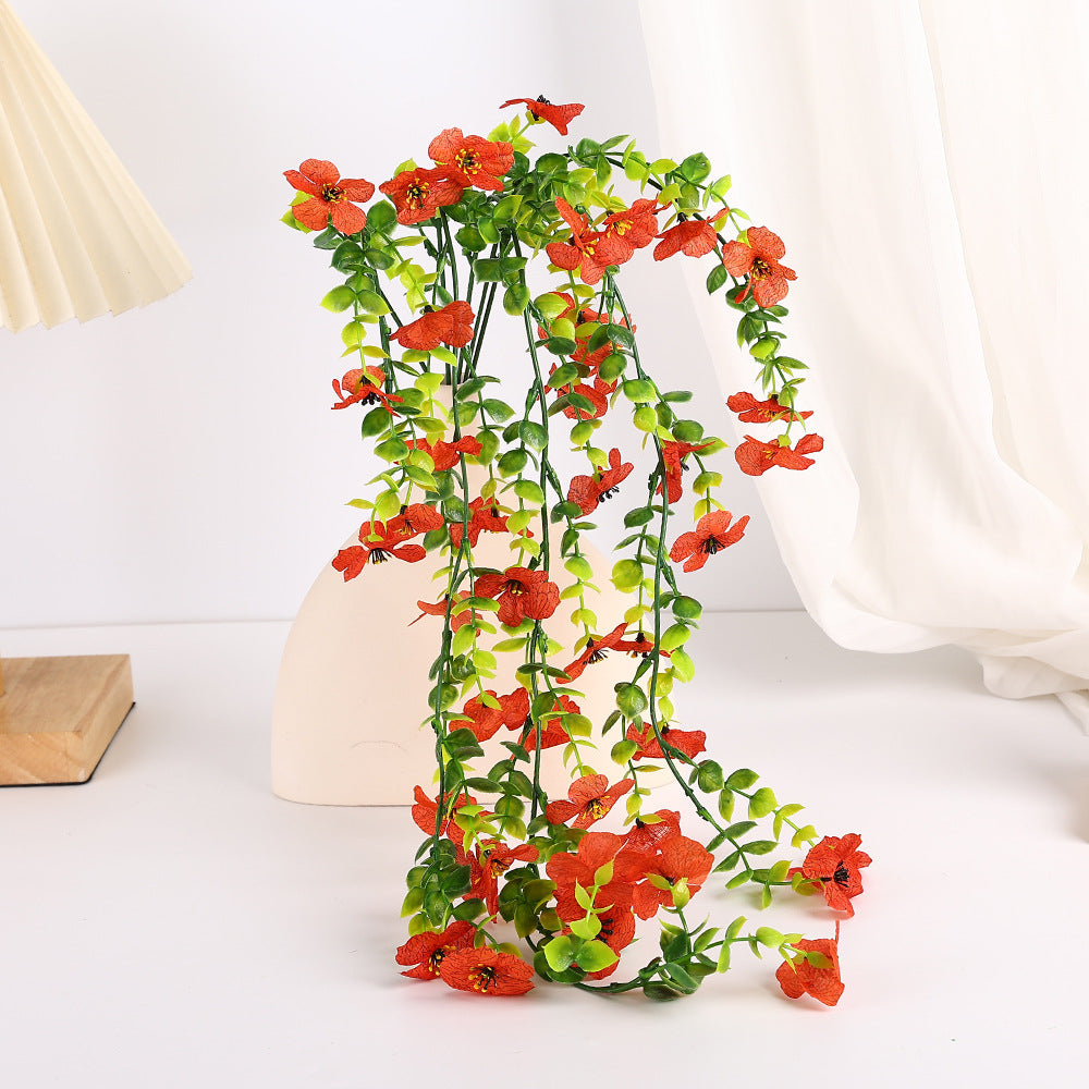 75 cm künstliche Violeen Veilchen - wandhängende Pflanzenranke Kunstpflanzenranke für Wanddekor