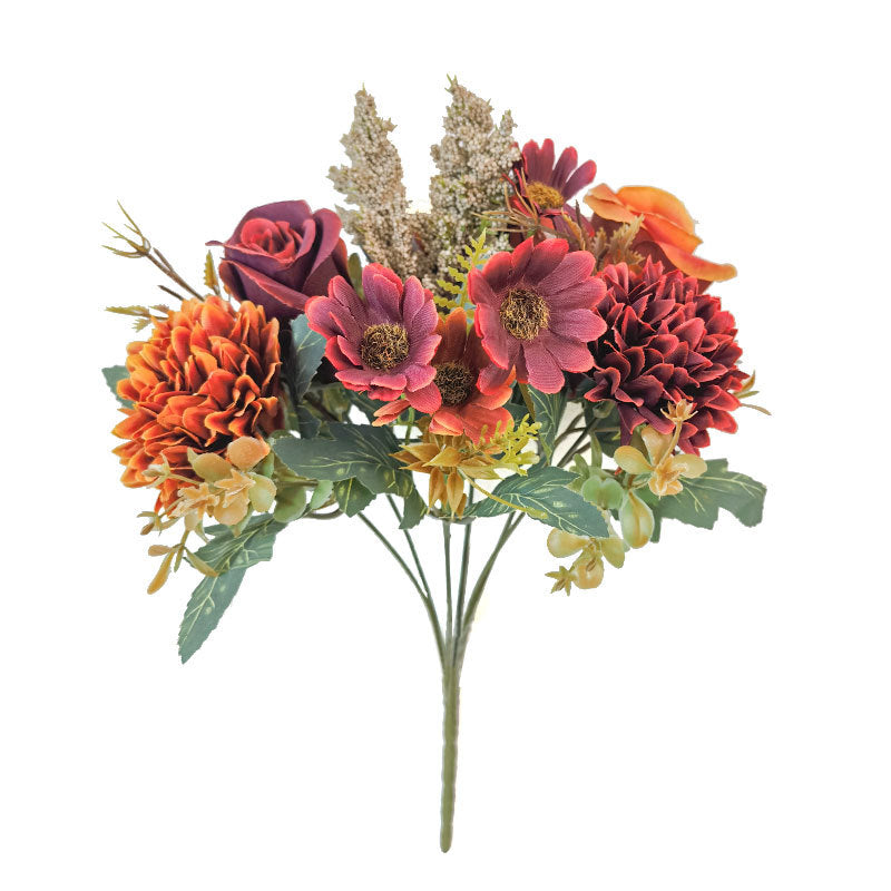 34 cm künstlicher Rosen- und Chrysanthemenstrauß – für Herbst- und Winter-Wohnraumdekoration