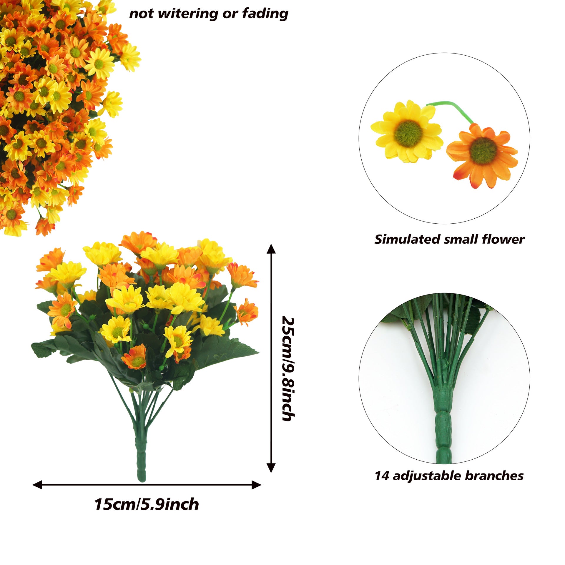 12 Bündel künstliche Gänseblümchen für Draußen: Sommer- und Herbstdekoration – UV-beständige künstliche Künstliche Marguerite Blumen für Pflanzenkästen, Haustür, Zuhause, Innenbereich und Vorhalle
