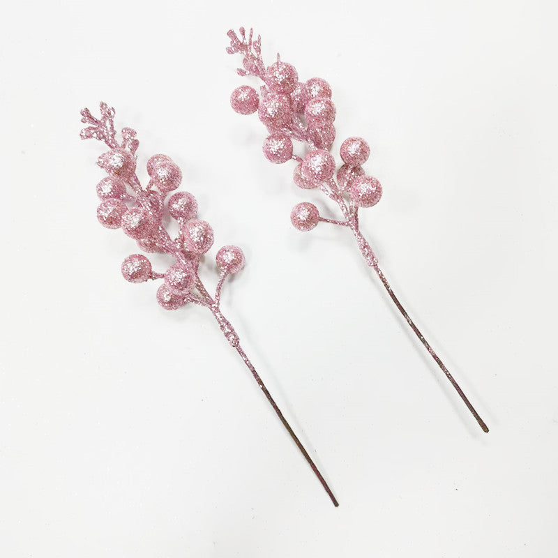 22cm 24 Stück Glitter Künstliche Holly Beeren Stämme für Weihnachten