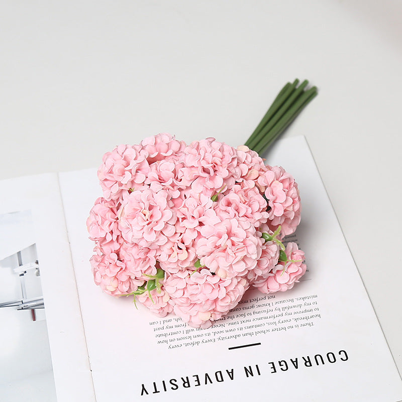 30 cm Künstliche Blüten 27 Blütenköpfe Ölmalerische Hydrangeen-Handstrauße