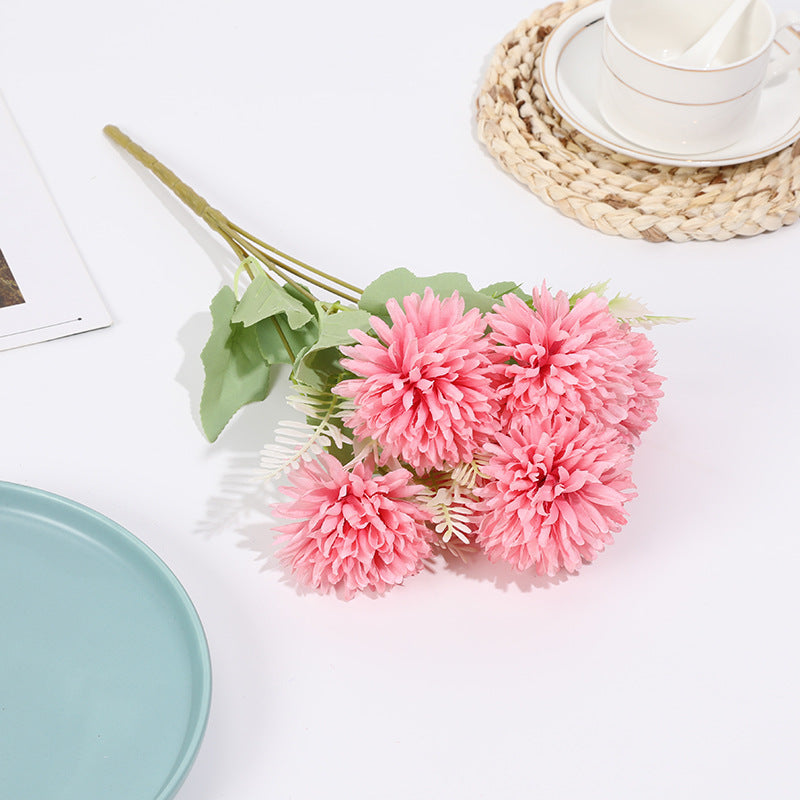 Großhandel 34 cm künstliche Mini-Pompon-Chrysanthemen Busch-Bouquet für schnelle Dekoration
