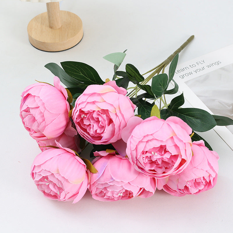 Großhandel 43 cm künstliche Pfingstrosen Busch-Bouquet– 7 Blüten pro Stängel