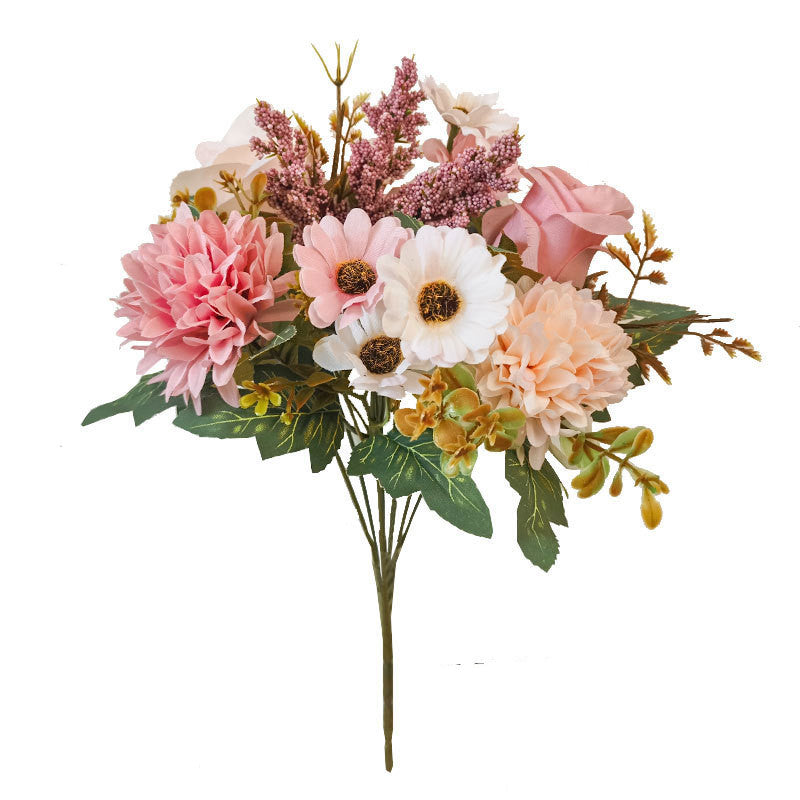34 cm künstlicher Rosen- und Chrysanthemenstrauß – für Herbst- und Winter-Wohnraumdekoration