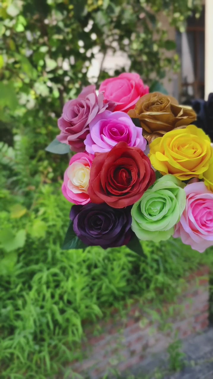 40 cm Künstliche Seidenrose | Silk Rose | Hochzeits- & Heimdekoration | 16 Farben