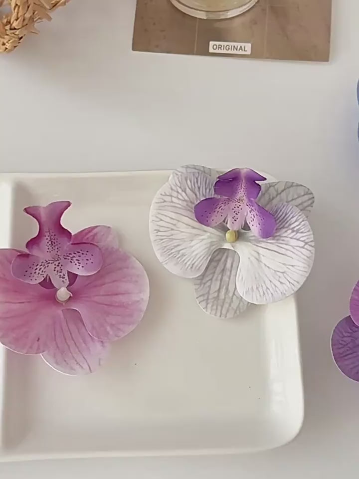 24 Stücke Orchideen-Dekorationen | Real Touch PU Künstliche Blumen | Orchideenköpfe & Künstliche Phalaenopsis-Blumenköpfe für DIY-Kunsthandwerk, Heim- und Hochzeitsdekoration