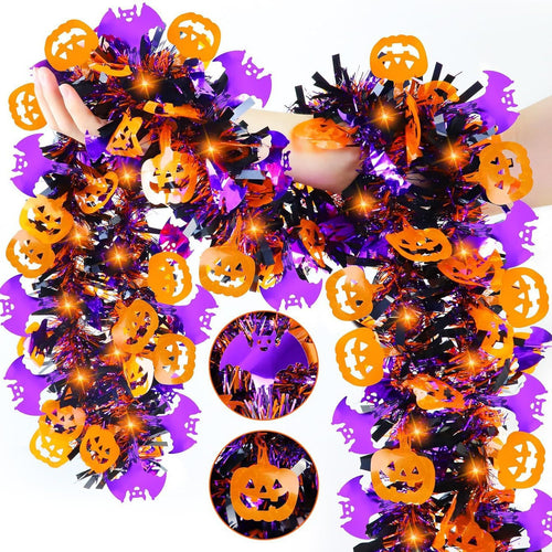 2 m lange Halloween-Glitzer-Girlande mit Lametta – Perfekt für Halloween-Party-Dekoration