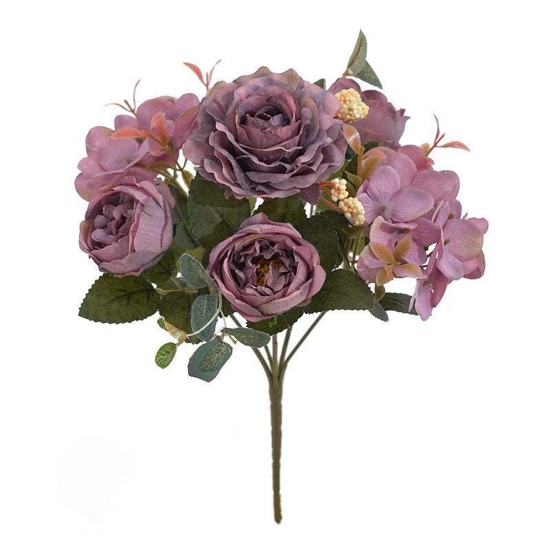 Großhandel: 30 cm-Retro Seide Pfingstrose Busch mit gemischten Hortensien - Faux Flower-Bouquet Dekoration für zu Hause, Braut Hochzeit, Party