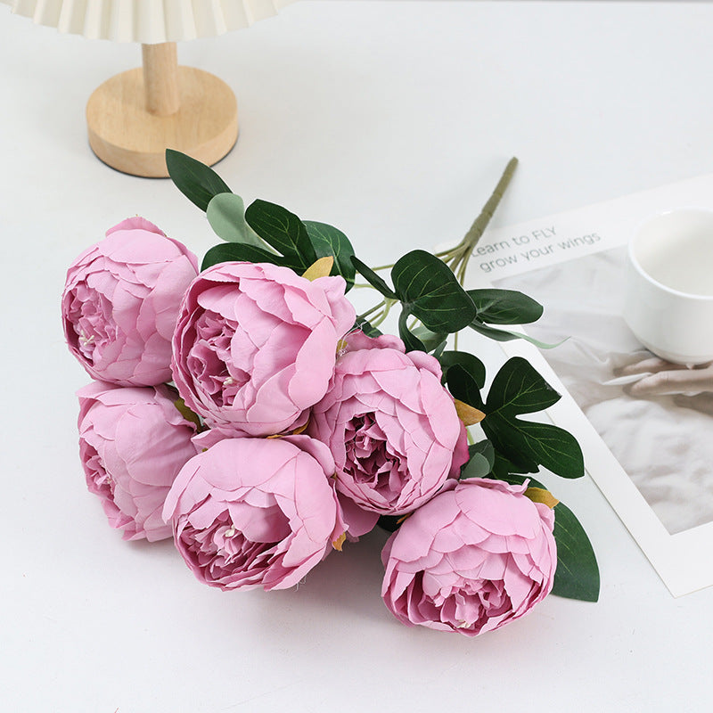 Großhandel 43 cm künstliche Pfingstrosen Busch-Bouquet– 7 Blüten pro S – kunstblumenshop