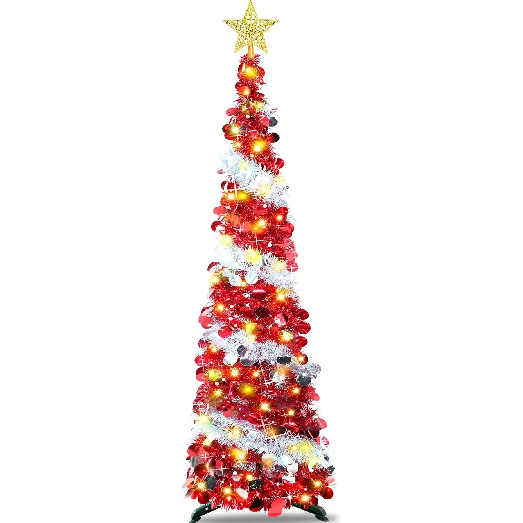 1,5 m Glitzer-Weihnachtsbaum – Zusammenklappbarer Pop-up Künstlicher T – kunstblumenshop