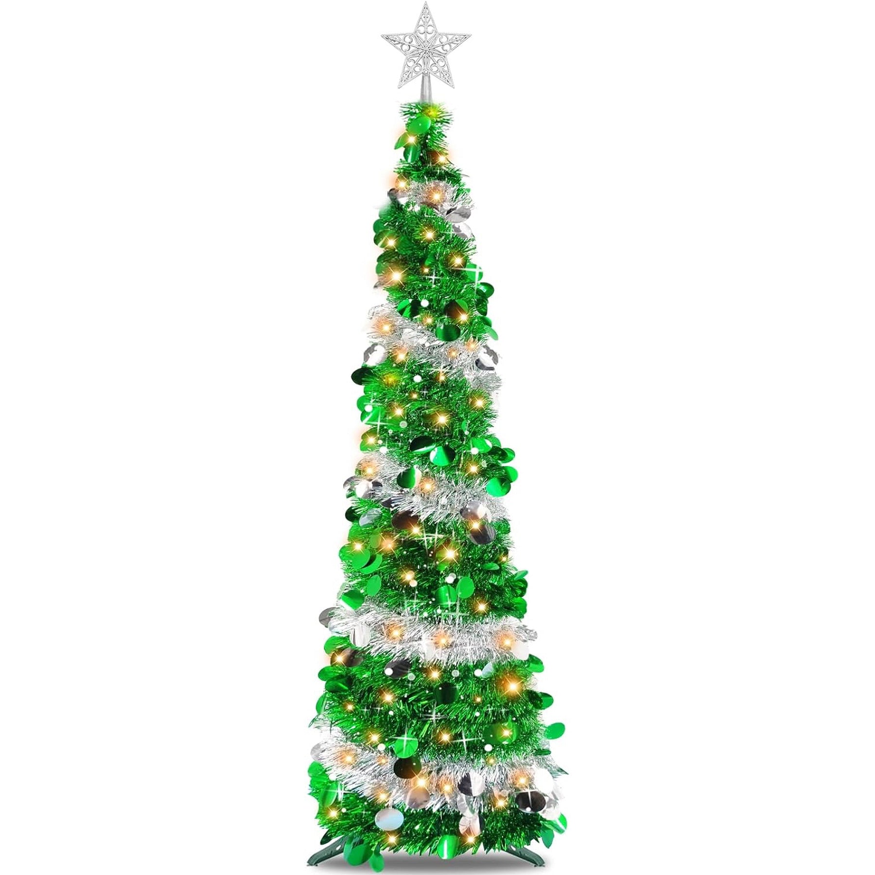 1,5m Glitzer-Weihnachtsbaum – Zusammenklappbarer Pop-up Künstlicher Tannenbaum