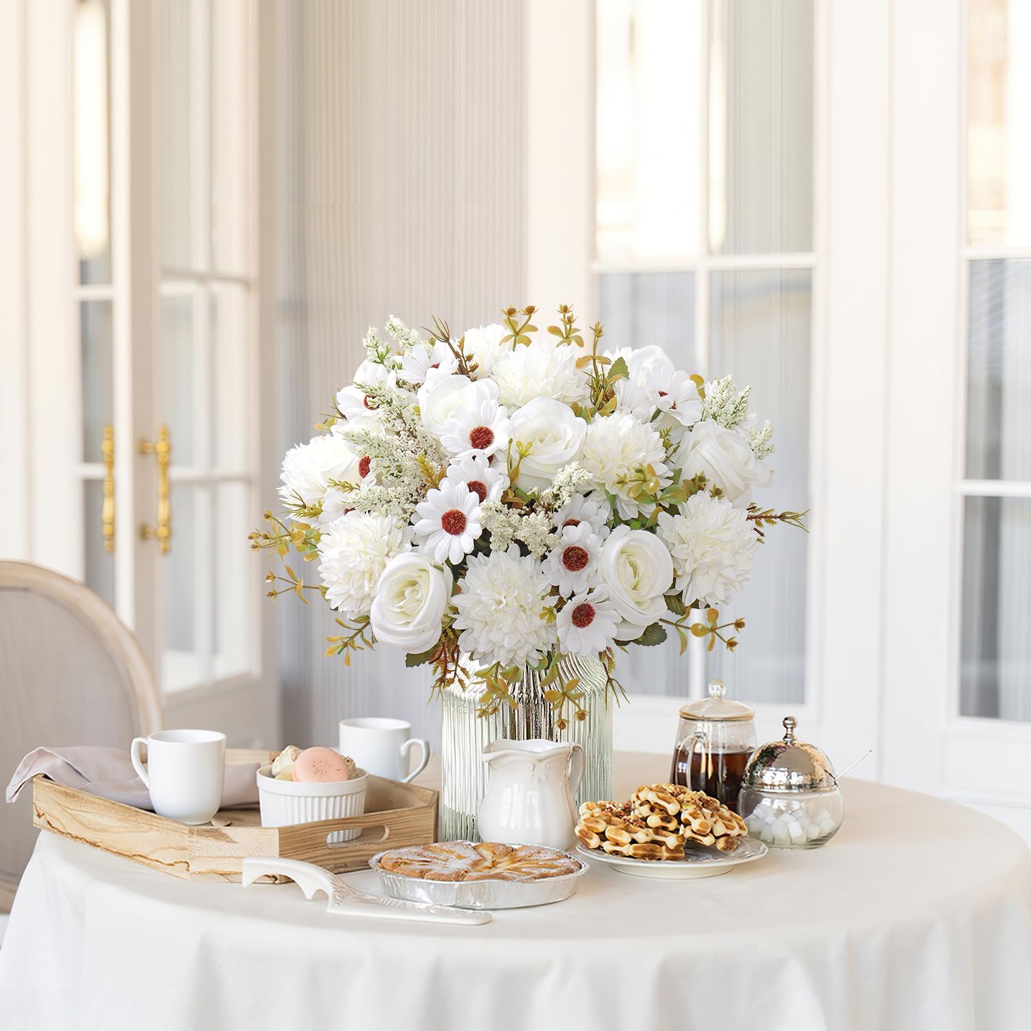 2 Bündel 33cm Künstliche Blumen Kunstblumen Wie Echt Künstlich Blumenstrauß Seide Kunstrosen Blumenstrauß Künstlich Seidenblumen Blumen für Hochzeit Partei Heim Küche Dekor