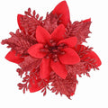 Künstliche Weihnachtssternblüte 15 cm, Seidenblume, Glitzer, Einzeln, für Weihnachtsdekoration, Hochzeiten, Events, 1 Stück