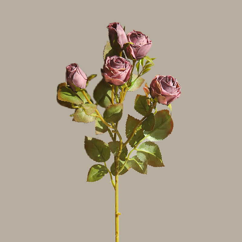 40 cm Künstliche Seidenrosen | Vintage Burnt-Edge Rosen | 5 Blüten pro Stiel | Hochzeits- & Herbstdeko | 6 Farben