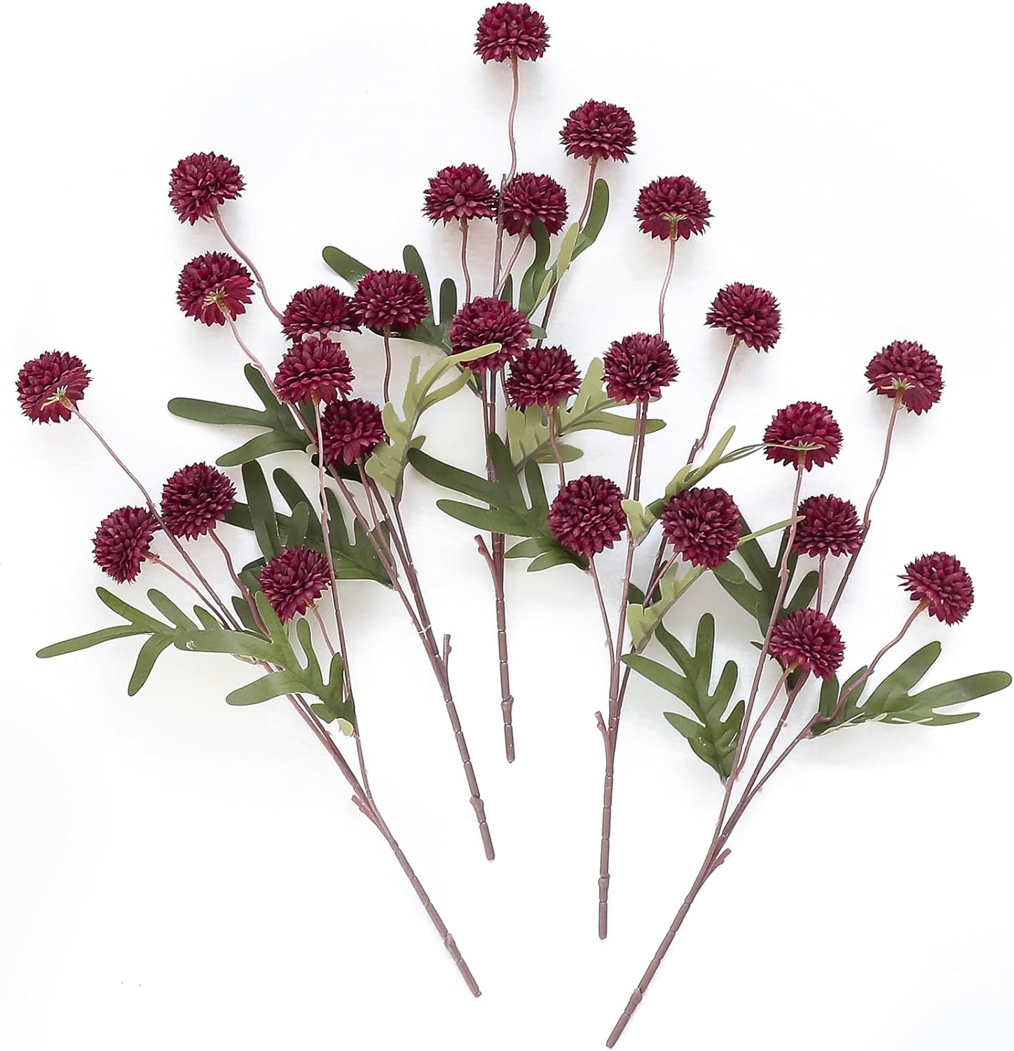 Künstliche Chrysanthemen 5er-Set, 45cm lange Stiele, Naturgetreue Seidenblumen in Beige, Ø 3,3cm Pompon-Blüten, für Vasen, Hochzeitsdeko & Floristikbedarf