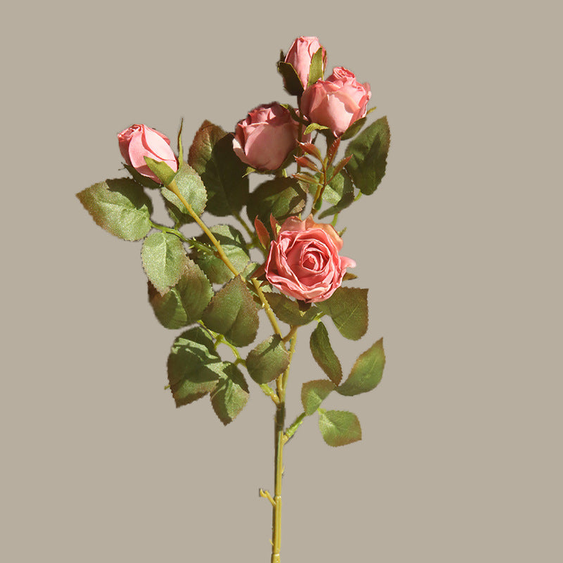 40 cm Künstliche Seidenrosen | Vintage Burnt-Edge Rosen | 5 Blüten pro Stiel | Hochzeits- & Herbstdeko | 6 Farben