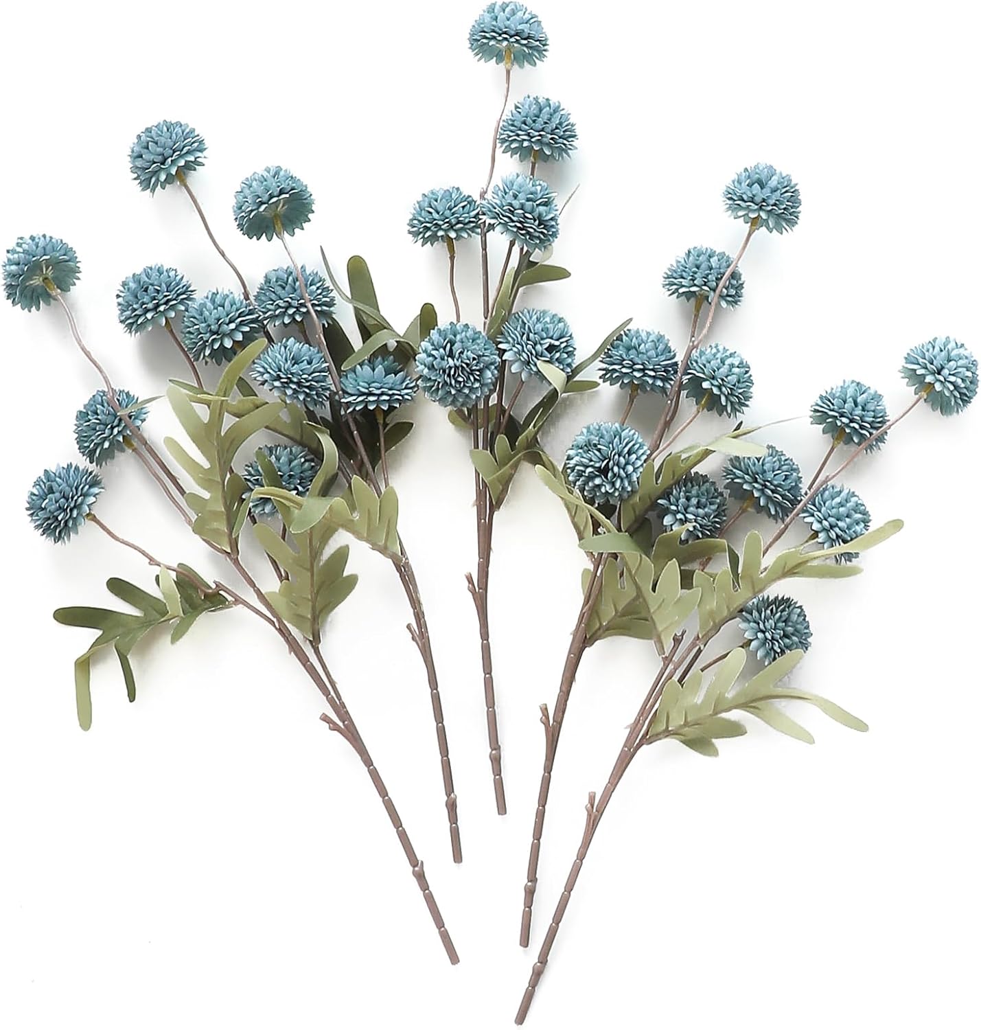 Künstliche Chrysanthemen 5er-Set, 45cm lange Stiele, Naturgetreue Seidenblumen in Beige, Ø 3,3cm Pompon-Blüten, für Vasen, Hochzeitsdeko & Floristikbedarf