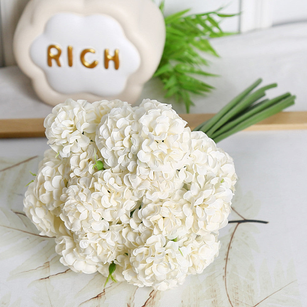 30 cm Künstliche Blüten 27 Blütenköpfe Ölmalerische Hydrangeen-Handstrauße