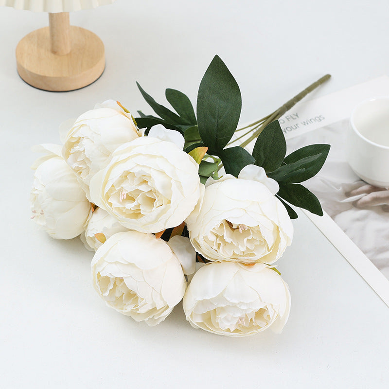 Großhandel 43 cm künstliche Pfingstrosen Busch-Bouquet– 7 Blüten pro Stängel