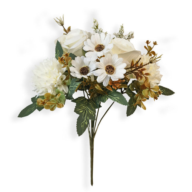 34 cm künstlicher Rosen- und Chrysanthemenstrauß – für Herbst- und Winter-Wohnraumdekoration