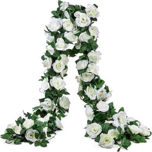 3er-Set künstliche Rosengirlande (Weingirlande-Hängemodus), gefertigt aus hochwertiger Seide. Diese künstlichen Blumen eignen sich perfekt für Außen- und Innenhochzeiten, Wanddekorationen und weitere Anlässe