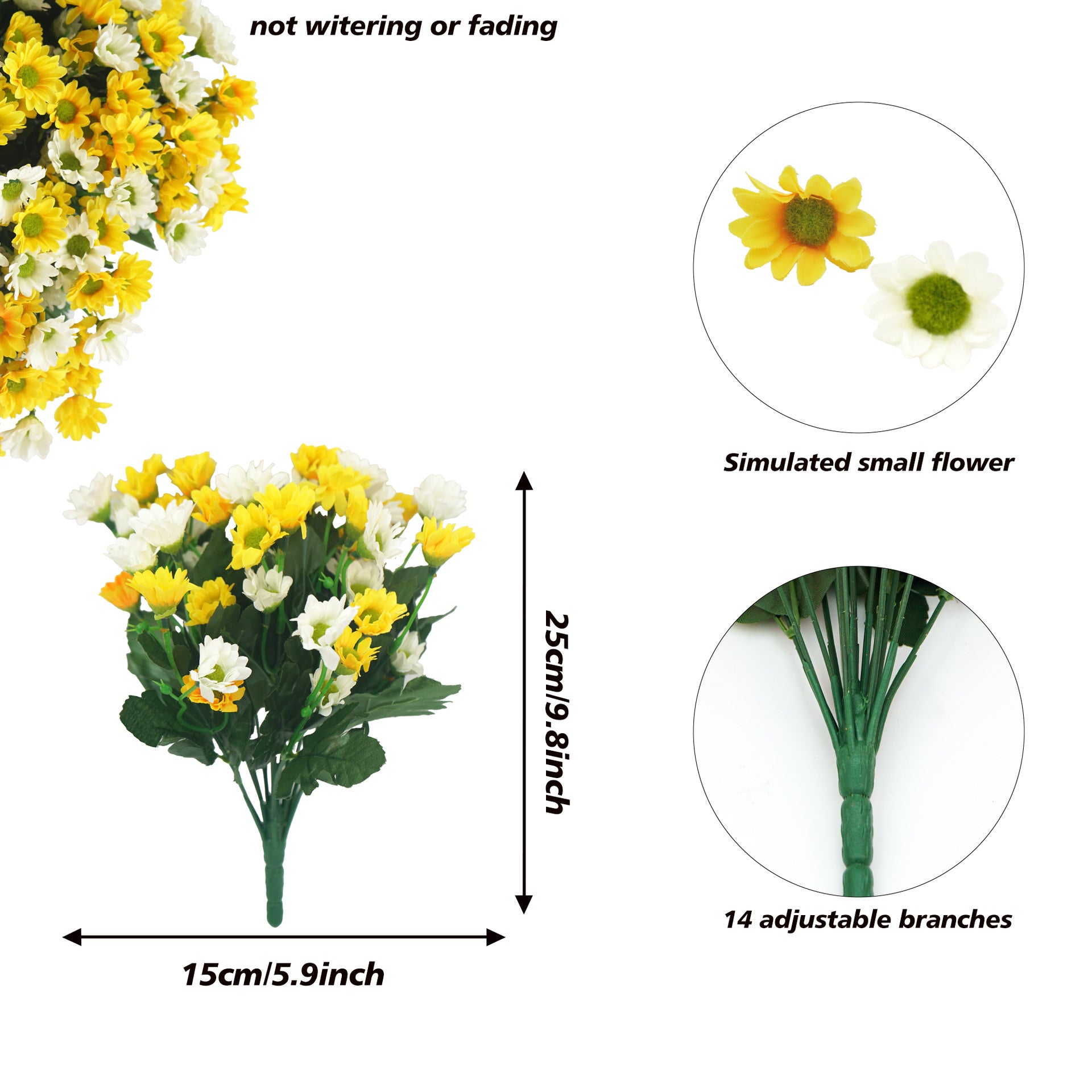 12 Bündel künstliche Gänseblümchen für Draußen: Sommer- und Herbstdekoration – UV-beständige künstliche Künstliche Marguerite Blumen für Pflanzenkästen, Haustür, Zuhause, Innenbereich und Vorhalle